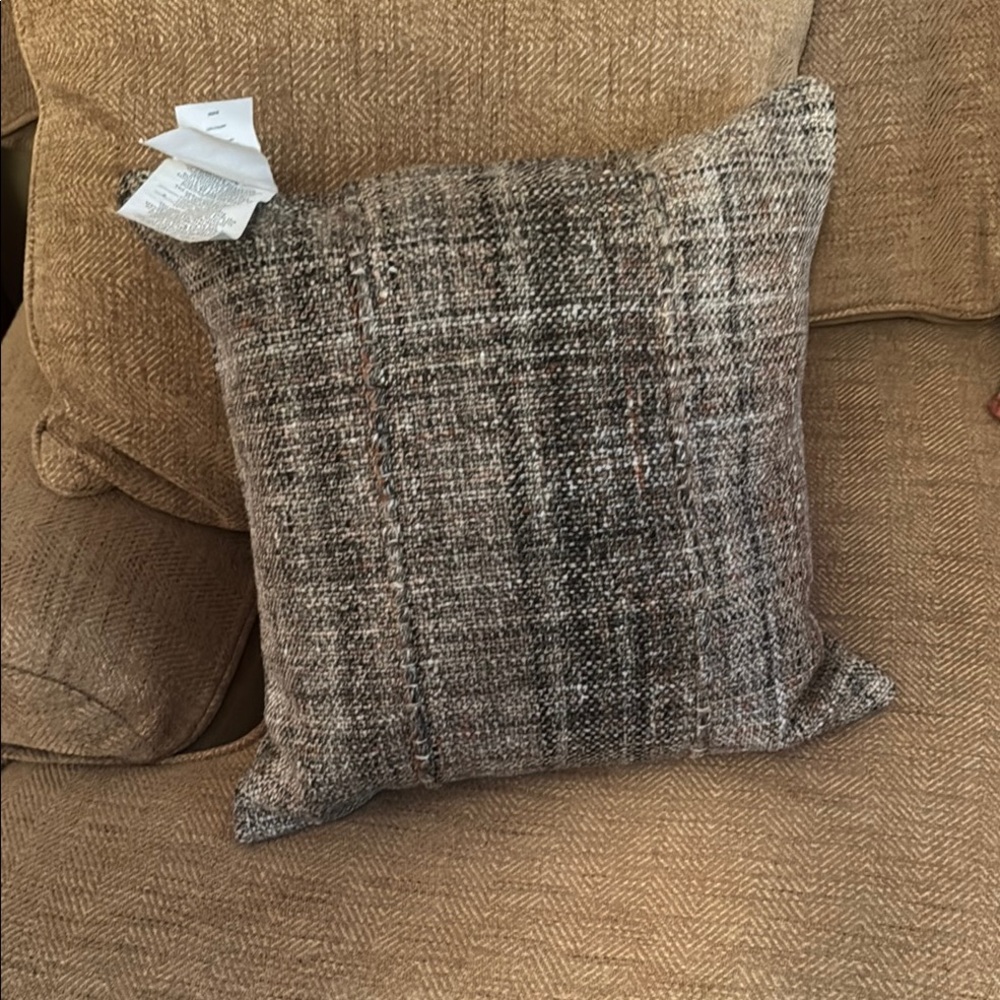 Cozy Brown Tweed Throw Pillow